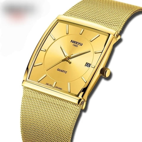 Позлатен мъжки часовник / 7 Мъжки, Кварцово, Елегантен - град Бургас | Часовници - снимка 4