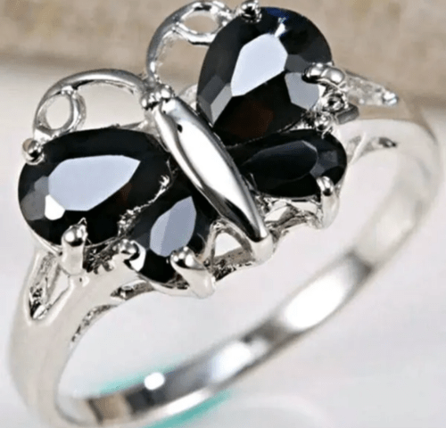 Ексклузивен пръстен-пеперуда с черен сапфир Сребро, Дамски, Caпфиp - град Берковица | Пръстени - снимка 3