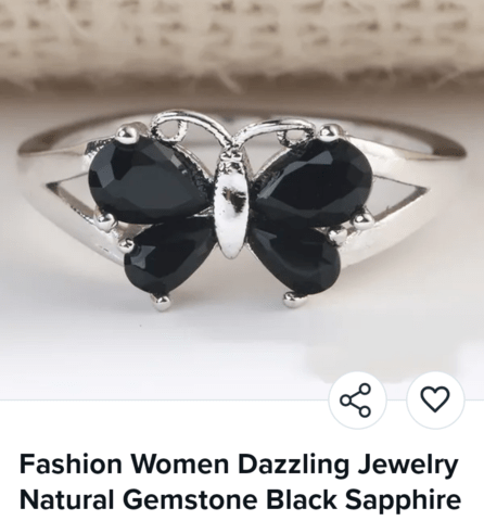 Ексклузивен пръстен-пеперуда с черен сапфир Silver, Lady's, Sapphire - city of Bеrkovitsa | Rings - снимка 4