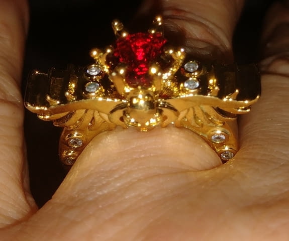 Внушителен пръстен с череп, криле и рубин Злато, Unisex, Pyбин - град Берковица | Пръстени - снимка 2