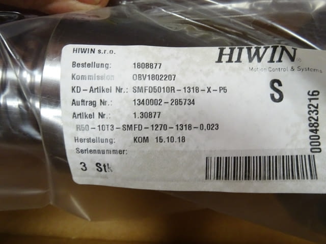 Винтово-сачмена двойка HIWIN R50-10T3-SMFD precision ball serew - снимка 2
