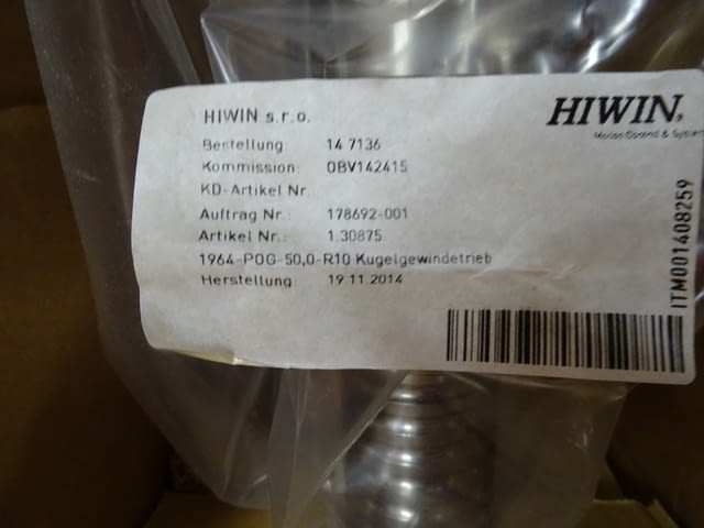 Винтово-сачмена двойка HIWIN 1964-POG-50.0-R10 precision ball serew - снимка 2
