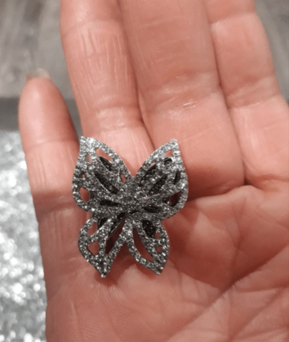 Пръстен Двойна диамантена пеперуда Сребро, Дамски, Диaмaнт - град Монтана | Пръстени - снимка 1