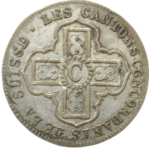 Монета Швейцария 1 Батцен 1830 г. Кантон Во / Вауд, град Бургас | Нумизматика / Бонистика - снимка 2