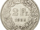 Монета Швейцария 2 Франка 1886 г Кантон Берн