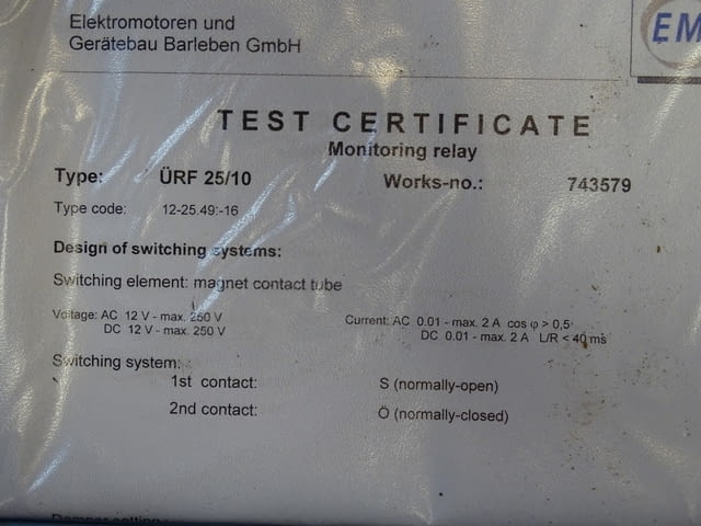 Предпазно газово реле бухголц EMB URF 25/10 monitoring relay for tap changer - снимка 8