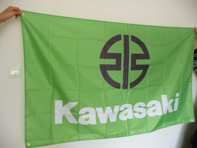 Kawasaki знаме флаг мотори пистов ендуро реклама скорост Кавазаки - снимка 2