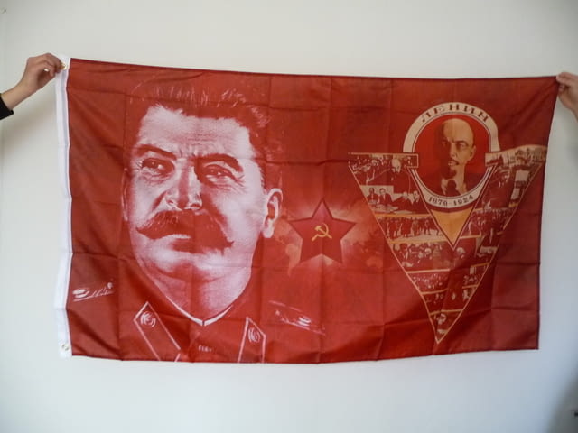 Сталин Ленин СССР знаме флаг комунизъм болшевики звезда сърп и чук петолъчка - снимка 1