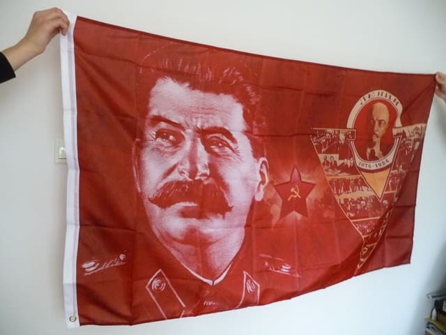 Сталин Ленин СССР знаме флаг комунизъм болшевики звезда сърп и чук петолъчка - снимка 2