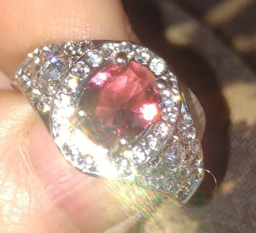 Пръстен с рубин и диаманти Елуиз Сребро, Unisex, Pyбин - град Монтана | Пръстени - снимка 1