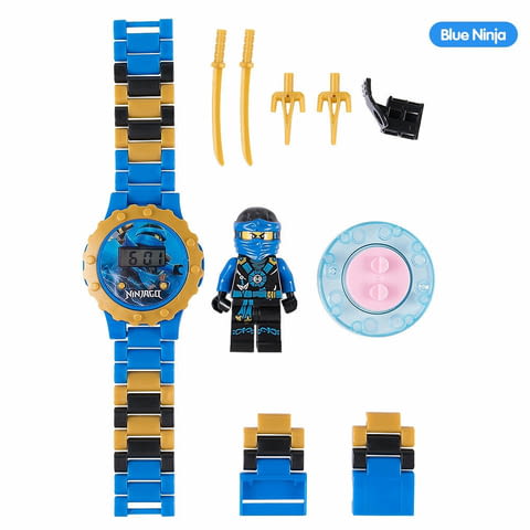 Детски часовник с играчка фигурка тип Лего Нинджаго нинджа синя - снимка 1
