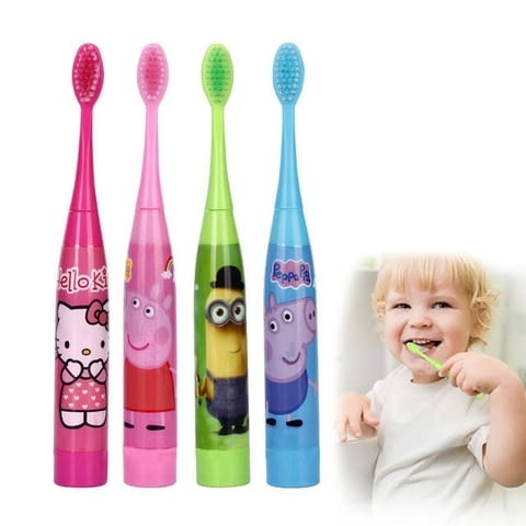 Детска електрическа ултразвукова четка за зъби + допълнителен накрайник - св. розов Пепа Пиг / Зелен