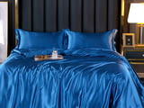 Real Blue Висококачествен Спален Комплект от Сатен 4 Части
