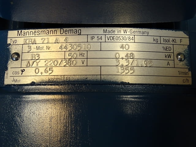 Ел. двигател Mannesmann DEMAG KBA 71 A 4 220/380V 0.48kW, град Пловдив | Промишлено Оборудване - снимка 8