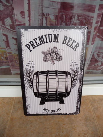 Метална табела бира рекламна бъчва бирария бар Premium beer Best Quality буре - снимка 1