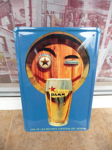 Метална табела бира Damm рекламна капачки чаша забавна пиво