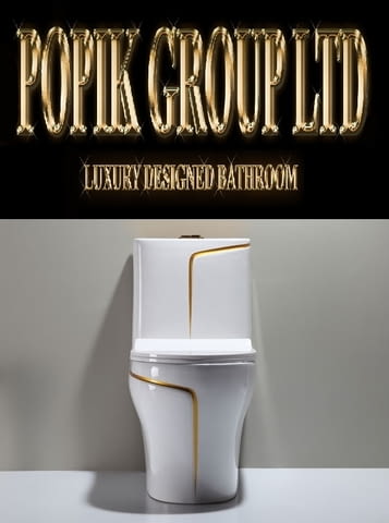 Луксозен моноблок Тоалетна чиния за баня със златна линия ПРОМО - снимка 1