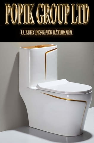 Луксозен моноблок Тоалетна чиния за баня със златна линия ПРОМО - снимка 2