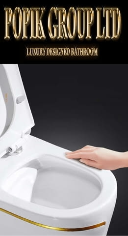 Луксозен моноблок Тоалетна чиния за баня със златна линия ПРОМО - снимка 4
