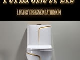 Луксозен моноблок Тоалетна чиния за баня със златна линия ПРОМО