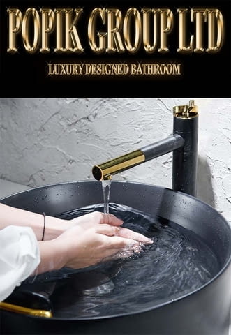 Луксозна Черна мивка за баня тип купа с Златна линия - град Русе | За Банята - снимка 5