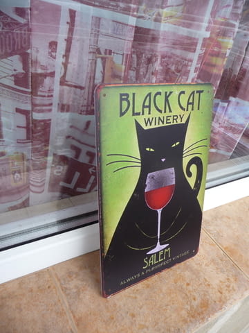 Метална табела алкохол Black Cat винарна вино черна котка Salem Winery - снимка 2