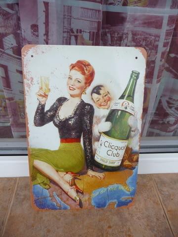Метална табела алкохол шампанско вино повод празник сухо рекламна реклама - снимка 1