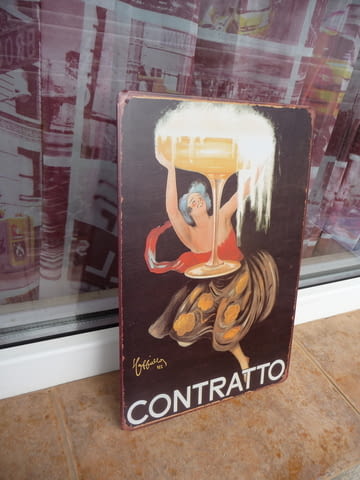 Метална табела алкохол коктейл жена чаша вино грозде поли Contratto - снимка 2