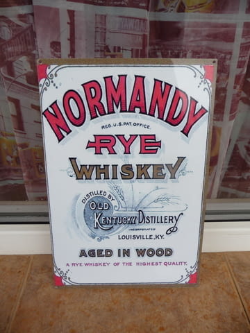 Метална табела уиски Normandy Rye whiskey бяла алкохол, град Радомир | Рекламни Материали - снимка 1