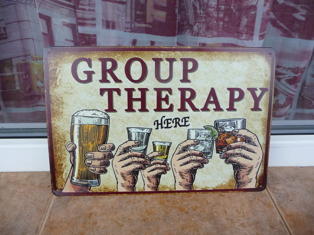 Метална табела алкохол Групова терапия Group therapy here бира уиски водка текила - снимка 1