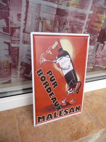 Метална табела бутилки вино Pur Bordeaux Malesan чаши бутилка - снимка 2