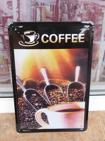 Метална табела кафе магазин еспресо капучино лъжички лъжици, city of Radomir - снимка 1