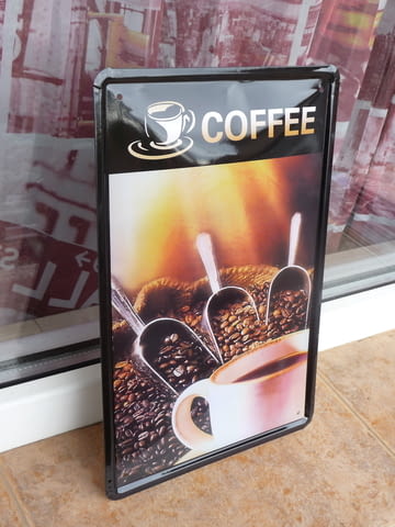 Метална табела кафе магазин еспресо капучино лъжички лъжици, град Радомир - снимка 2