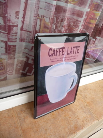 Метална табела кафе лате Caffe Latte с мляко чаша порцелан, град Радомир | Картини - снимка 2