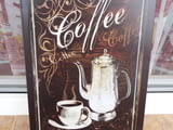 Метална табела кафе кана кафенце кафеварка картина кафене черно