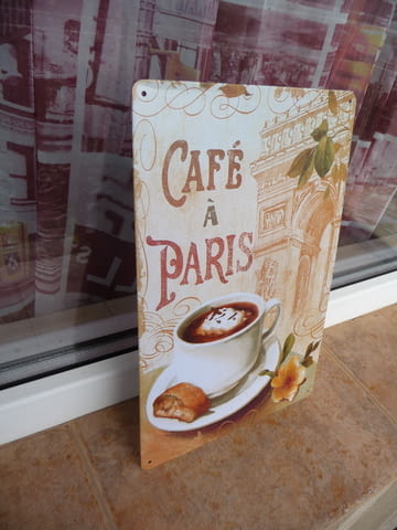 Метална табела кафе на ценъра в Париж кроасан красота тераса, град Радомир - снимка 2