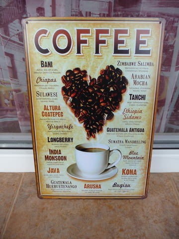 Метална табела кафе зърна сърце еспресо кафене декор захар, град Радомир | Картини - снимка 1