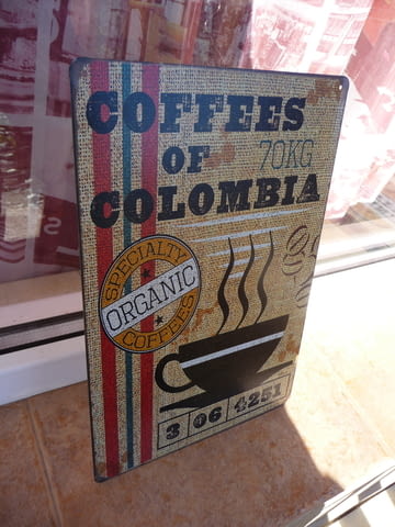 Метална табела кафе на зърна от Колумбия специално чувал чашa - снимка 2