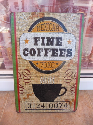 Метална табела кафе зърна аромат захар капучино Мексико чувал - снимка 1