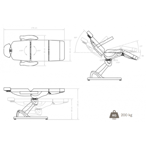 Електрическа кушетка SONIA - Atik (4 мотора) 178 х 60/88 х 60/100 см - снимка 2