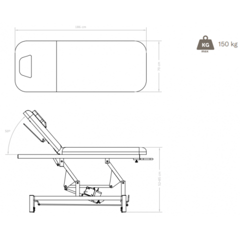 Електрическа кушетка SONIA - Seem (1 мотор) 186 х 70 x 52/85 см- бяла/тъмно сива - снимка 4