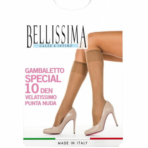 2 чифта Bellissima 10DEN черни, телесни италиански фини чорапи до колената прозрачни чорапи лукс - снимка 3