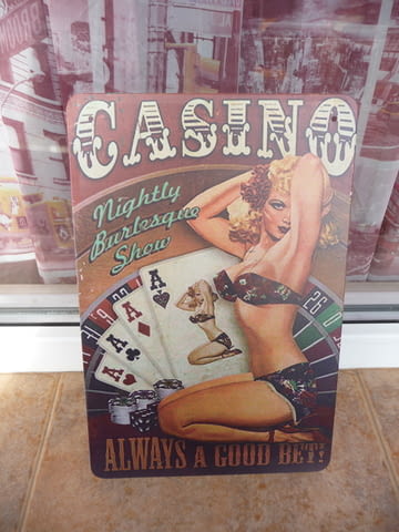 Метална табела хазарт Казино еротика покер рулетка залагания шоу печалба - снимка 1