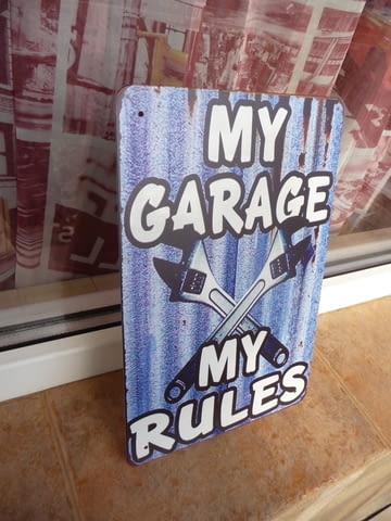 Метална табела кола Моя гараж моите правила френски ключ инструменти - снимка 2