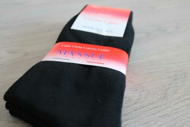 3 чифта Mansue 39-42, 43-46 черни, сини, сиви италиански 95% памучни чорапи до прасците чорапи от памук - снимка 2