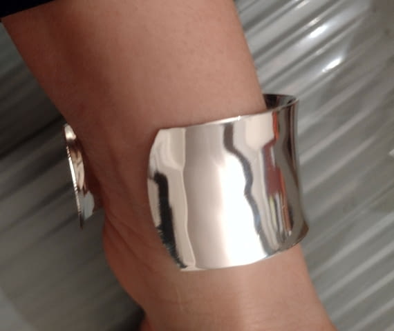 Широка гривна Сребърен блясък Сребро, Дамски - град Монтана | Гривни - снимка 3