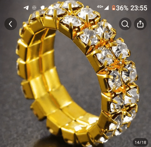 Разтеглив пръстен с кристали Злато, Циpĸoн - град Монтана | Пръстени - снимка 1