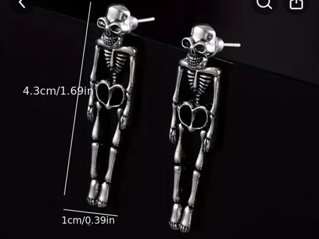 Висящи обеци Скелет в 3 части - град Монтана | Обеци - снимка 4