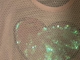 Уникална диско мрежеста блуза със сърце от паети, CASHE