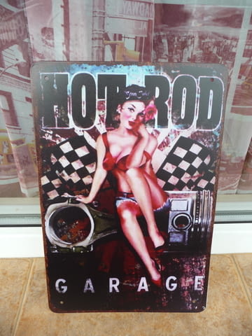 Метална табела кола Hot Rod Garage двигател тунинг чип секси, град Радомир - снимка 1